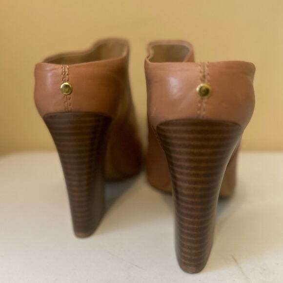 Pour La Victorie Mules Block High Heels Bootie Beige Leather Women's Sz 9.5 - Picture 6 of 11